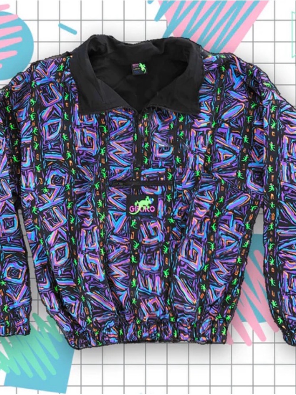 Gecko Hawaii Vintage Set - Windbreaker, Shorts & Glow-in-the-Dark Hat